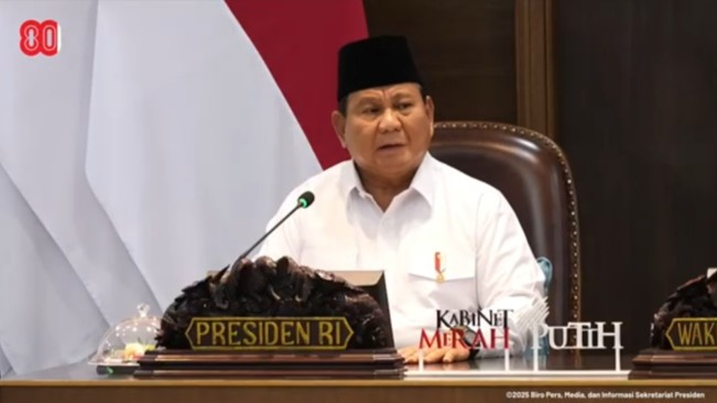 Presiden Prabowo Subianto pimpin rapat kabinet. [YouTube Sekretariat Presiden]
